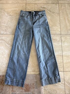 Kensie Vintage Light Blue Flare Jeans with Center Front Panel
